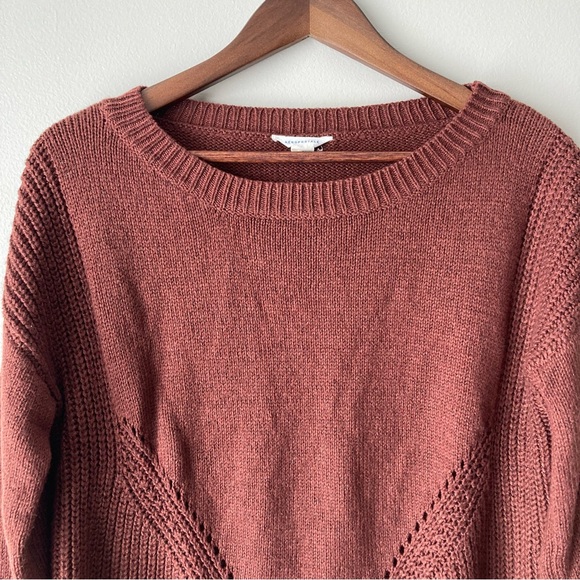 Aeropostale Women's Rust Brown Crew Neck Fisherman Sweater Medium - Picture 2 of 8